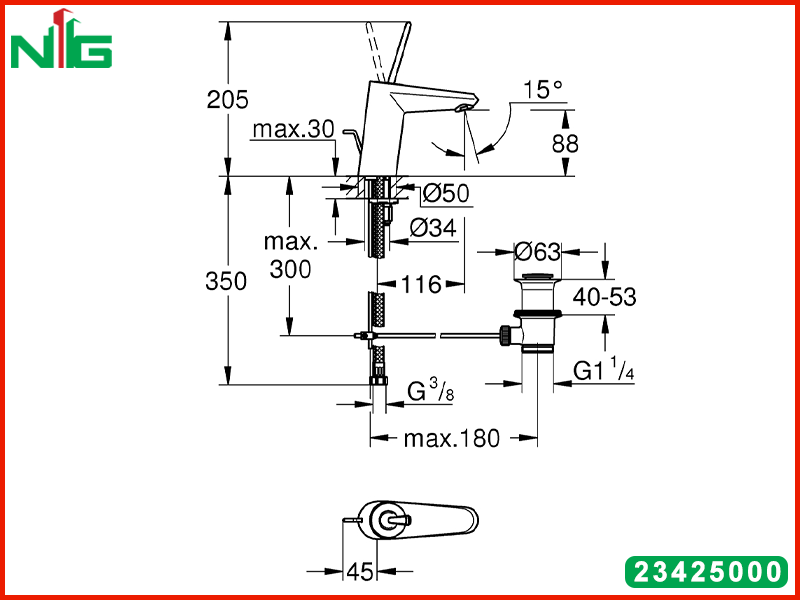 ban-ve-ky-thuat-voi-lavabo-nong-lanh-grohe-eurodisc-joy-s-size-23425000