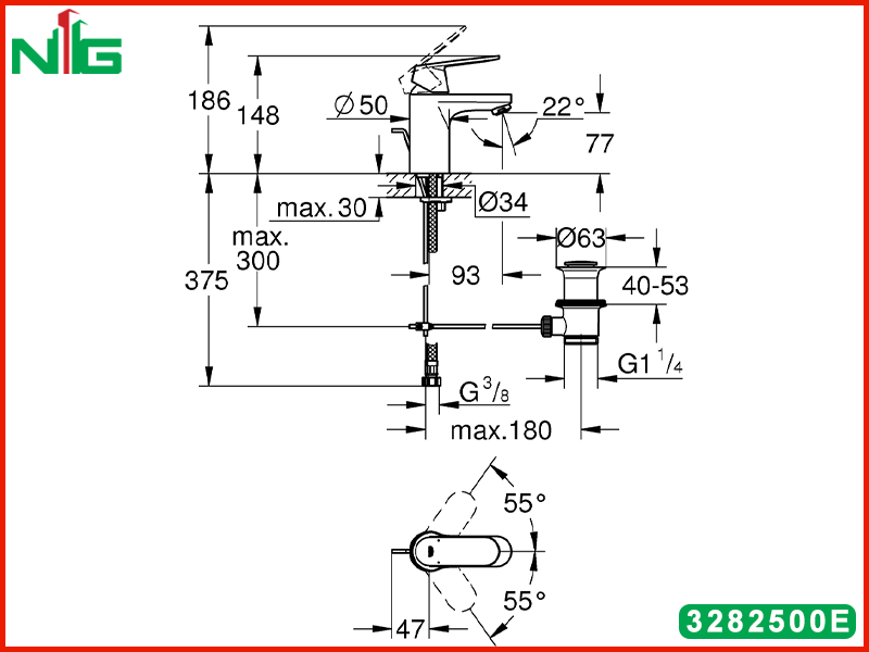 ban-ve-ky-thuat-voi-lavabo-nong-lanh-grohe-eurosmart-cosmopolitan-s-size-3282500E