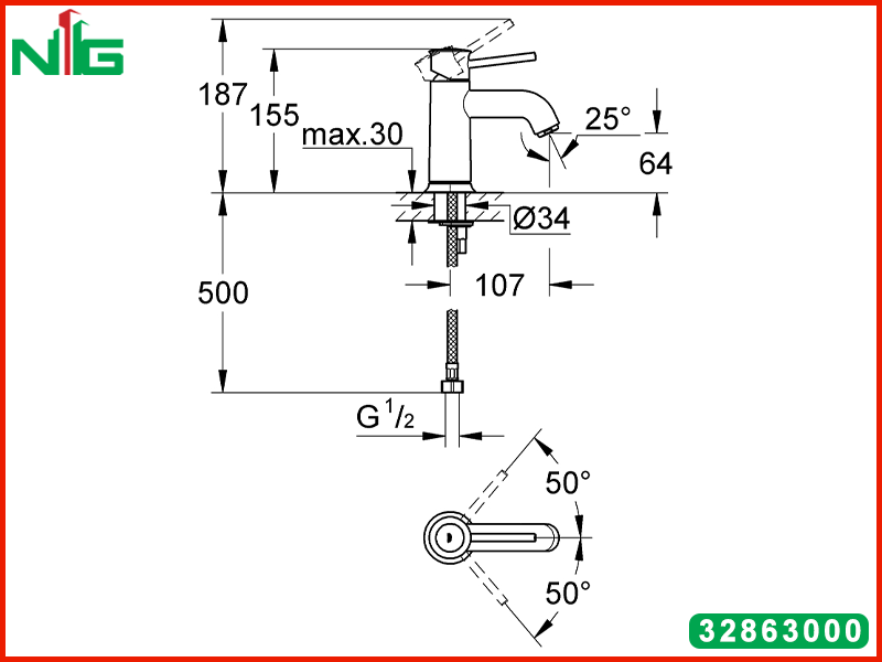 ban-ve-ky-thuat-voi-lavabo-nong-lanh-grohe-bauclassic-s-size-32863000