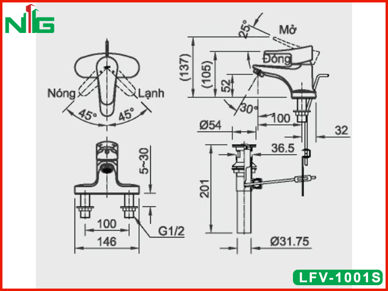 ban-ve-ky-thuat-voi-lavabo-nong-lanh-inax-lfv-1001s